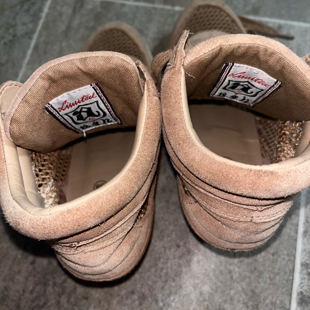 The Limited Tan and Gold Woven Shoes